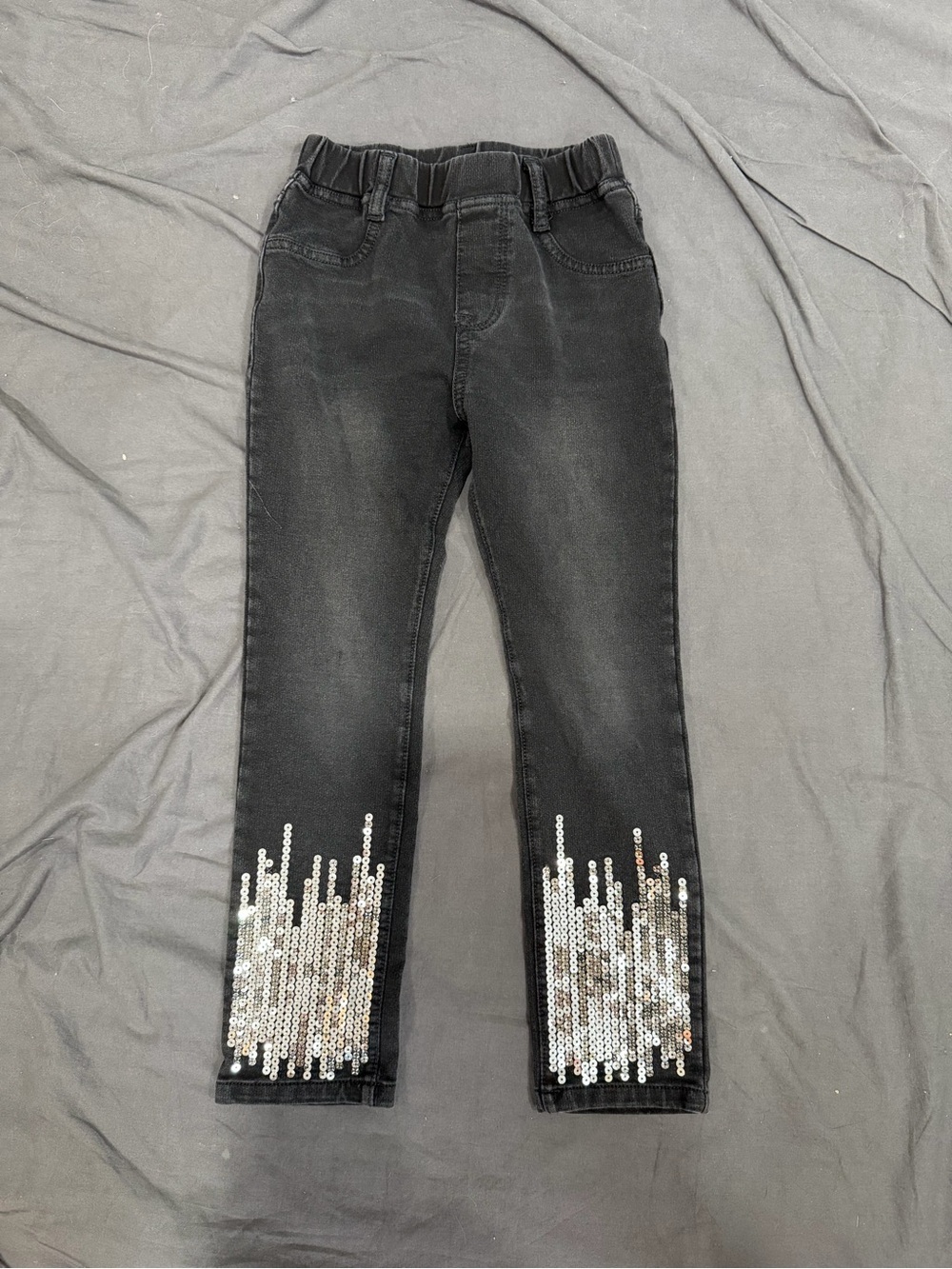 Flapdoodles Black Kids Sequin Hem Jeggings